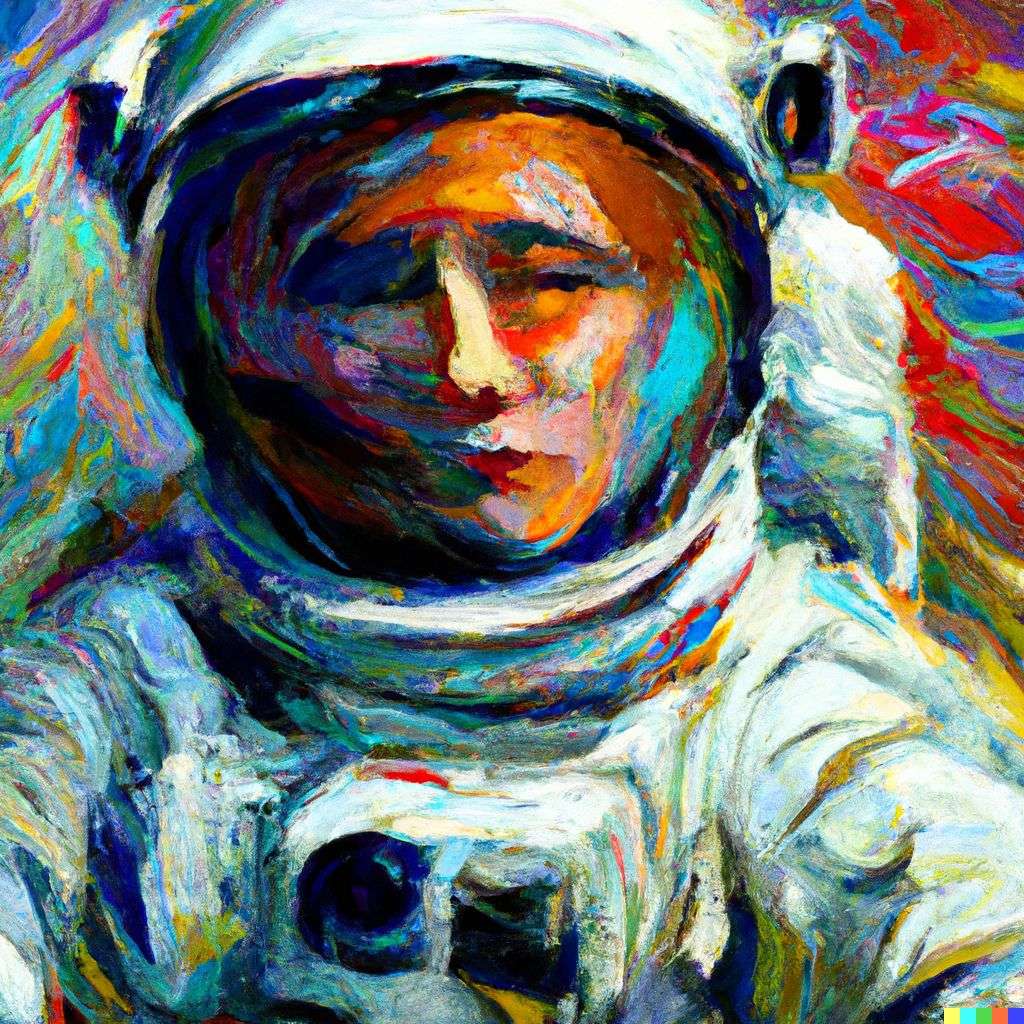 an astronaut, painting by Leonid Afremov